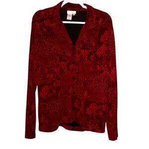 Coldwater Creek Blouse Floral Vintage Button Down L